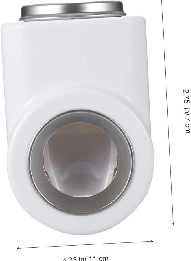 White Wall Mounted Automatic Toothpaste Dispenser No Drill Bathroom Organizer - Image 2